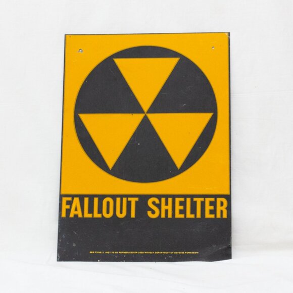 Authentic 1960s Civil Defense Nuclear Radiation Fallout Shelter Warning Sign 14